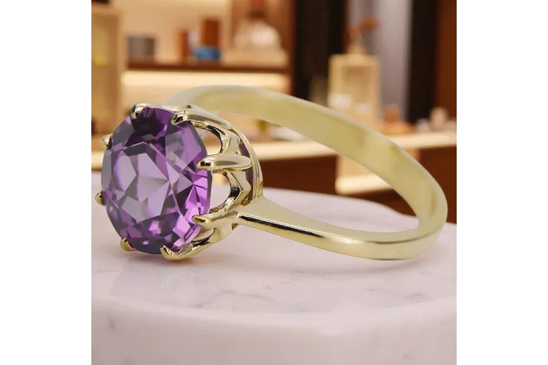 Anillo Joyería vintage Amatista Oro amarillo de 14 quilates vrc157y